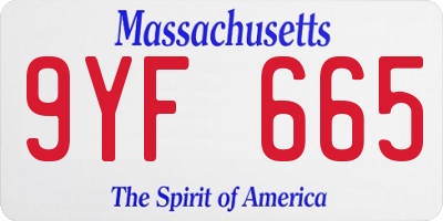 MA license plate 9YF665