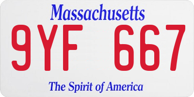MA license plate 9YF667