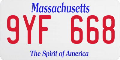 MA license plate 9YF668