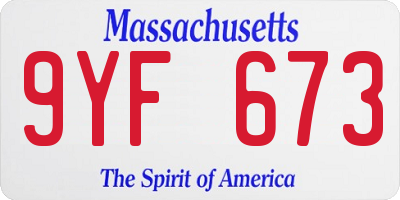 MA license plate 9YF673
