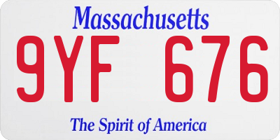 MA license plate 9YF676