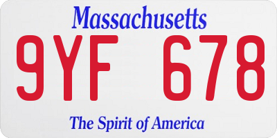 MA license plate 9YF678