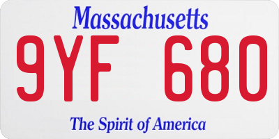 MA license plate 9YF680