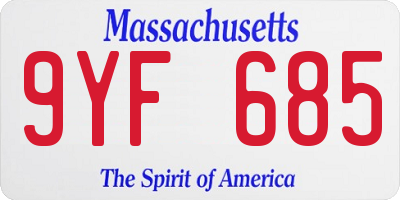MA license plate 9YF685