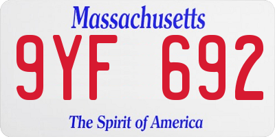 MA license plate 9YF692