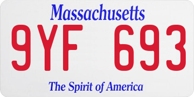 MA license plate 9YF693