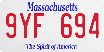 MA license plate 9YF694