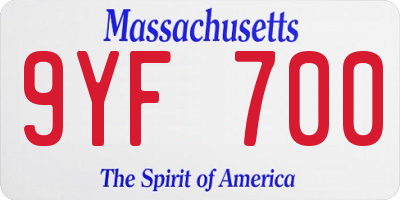 MA license plate 9YF700