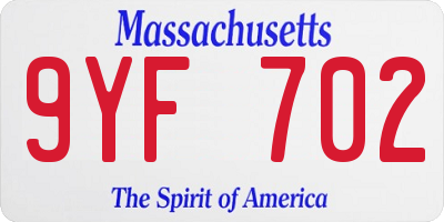 MA license plate 9YF702