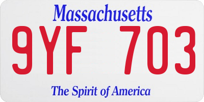MA license plate 9YF703
