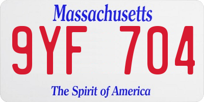 MA license plate 9YF704