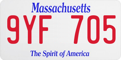 MA license plate 9YF705