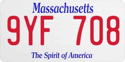 MA license plate 9YF708