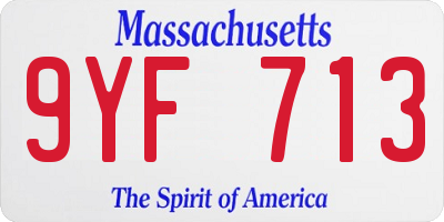 MA license plate 9YF713