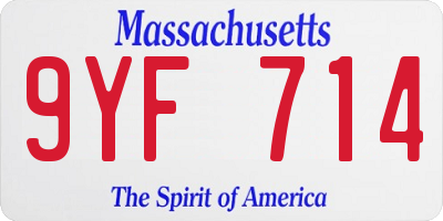MA license plate 9YF714