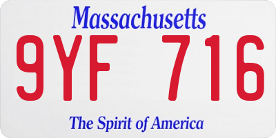 MA license plate 9YF716