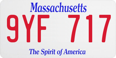 MA license plate 9YF717