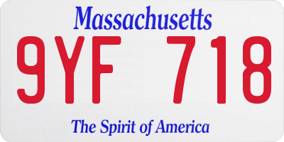 MA license plate 9YF718
