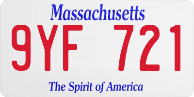 MA license plate 9YF721