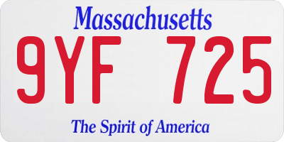 MA license plate 9YF725