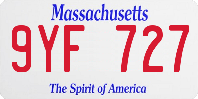 MA license plate 9YF727