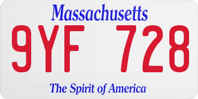 MA license plate 9YF728