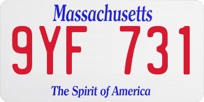 MA license plate 9YF731