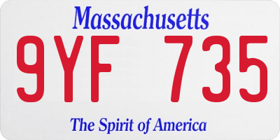 MA license plate 9YF735