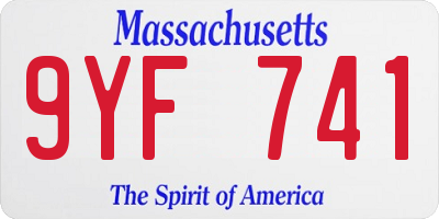 MA license plate 9YF741