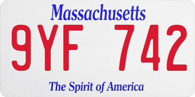 MA license plate 9YF742