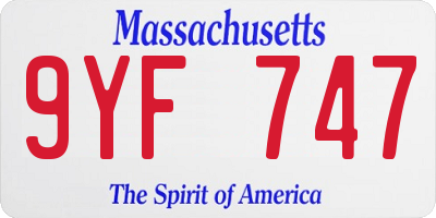 MA license plate 9YF747