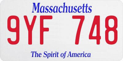 MA license plate 9YF748