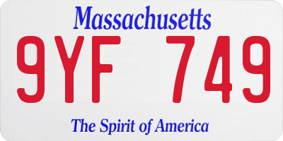 MA license plate 9YF749
