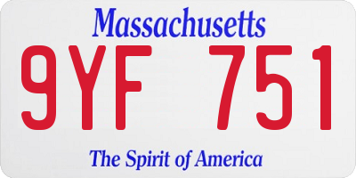 MA license plate 9YF751