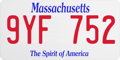 MA license plate 9YF752