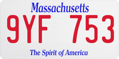 MA license plate 9YF753
