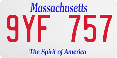 MA license plate 9YF757