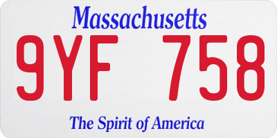 MA license plate 9YF758