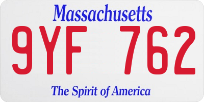 MA license plate 9YF762