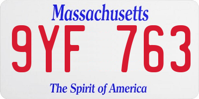 MA license plate 9YF763