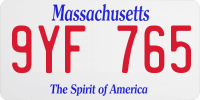 MA license plate 9YF765