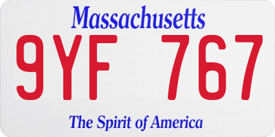 MA license plate 9YF767