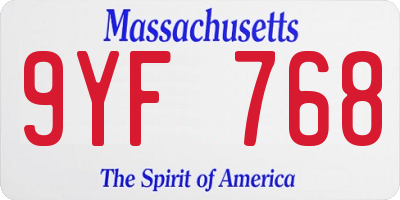 MA license plate 9YF768