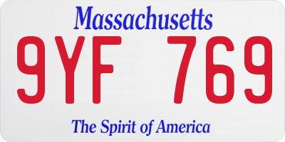 MA license plate 9YF769