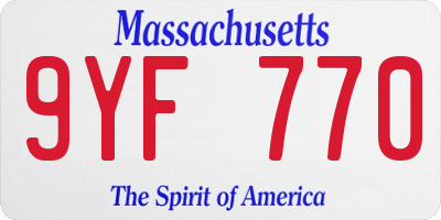 MA license plate 9YF770