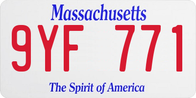MA license plate 9YF771