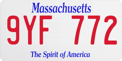 MA license plate 9YF772