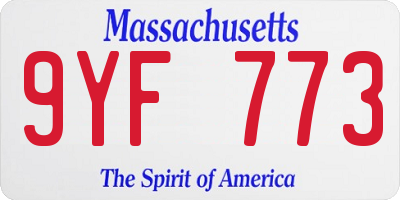 MA license plate 9YF773