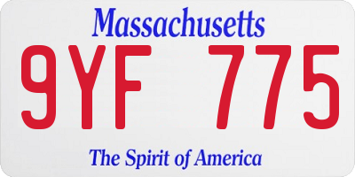 MA license plate 9YF775