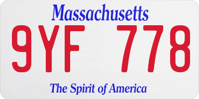 MA license plate 9YF778